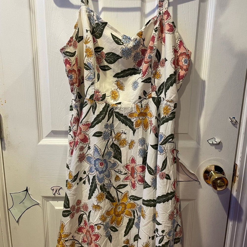 Large floral mid-length dress